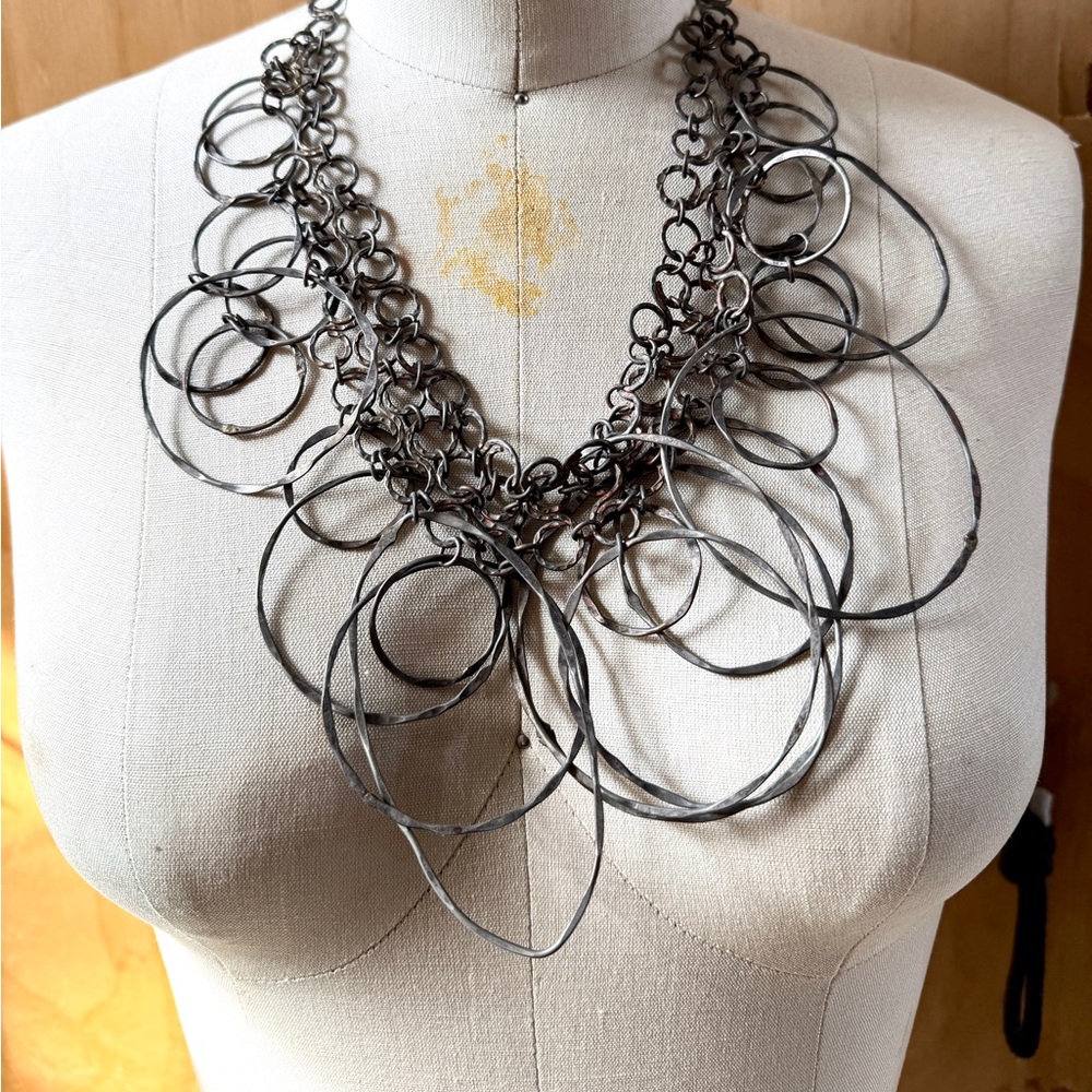 Unique Vintage Black Circle Necklace